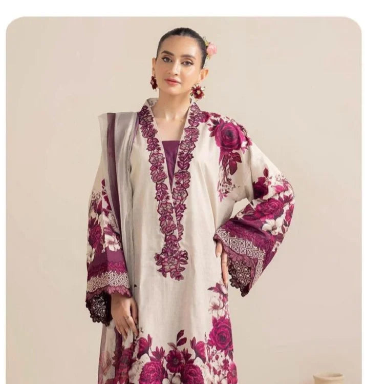 3 Piece Unstitched Printed Katrai Linen / HH378