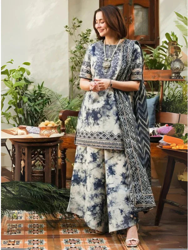 3 Piece Unstitched Printed Katrai Linen / HH375