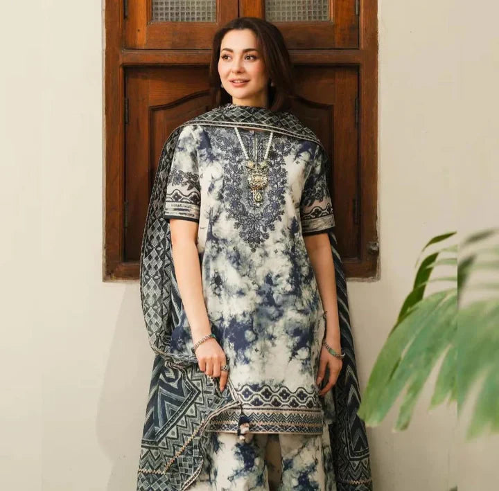 3 Piece Unstitched Printed Katrai Linen / HH375